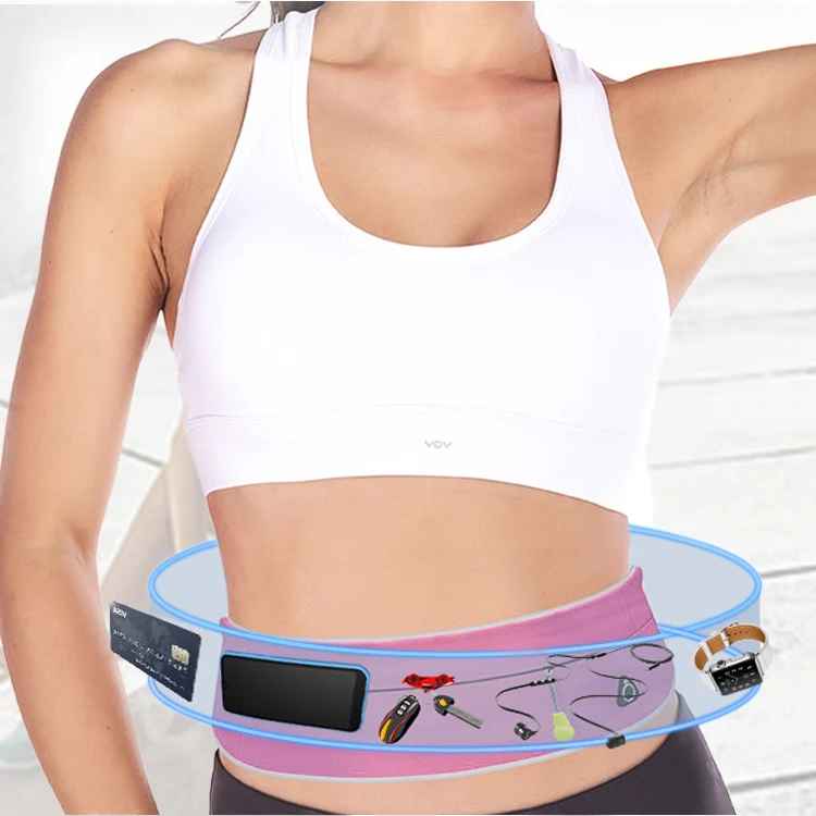 Fashionable Durable sport elastic expandable running belt sports waist bag  pouch with zipper