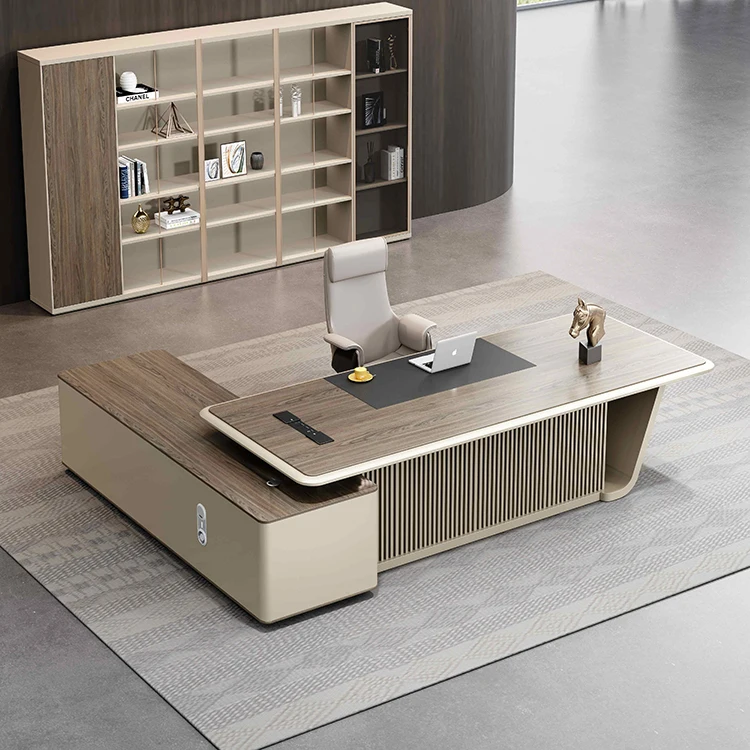 Роскошный дизайн современная офисная мебель для руководителей высокотехнологичный офисный стол L-образной формы