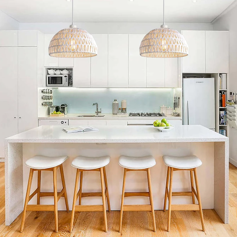 Modern Bamboo Rattan Led Pendant Light Nordic Designer Kitchen Dining Room Home Decor Lighting Pendant Hanging Ceiling Light