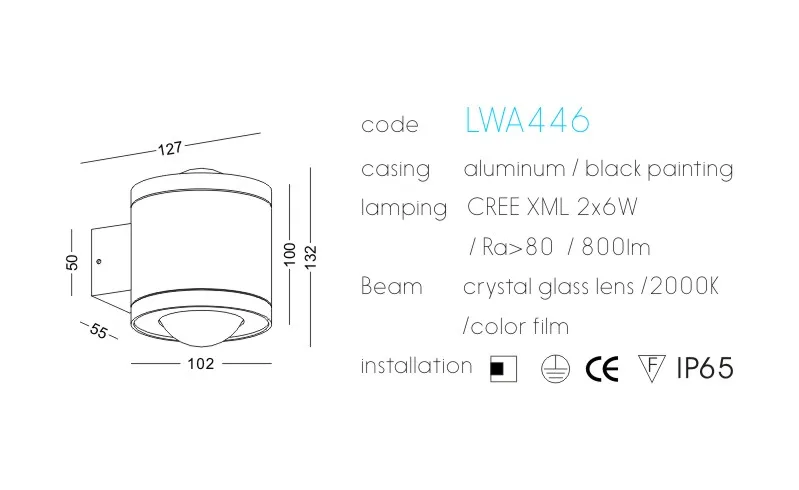 waterproof IP65 durable LED outdoor wall lamp up and down