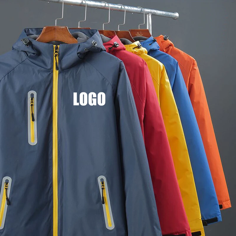 Custom Logo Men Reflective Outdoor Windbreaker Jacket Waterproof Windproof Breathable Duffle Zip up Windbreaker Jacket for Men