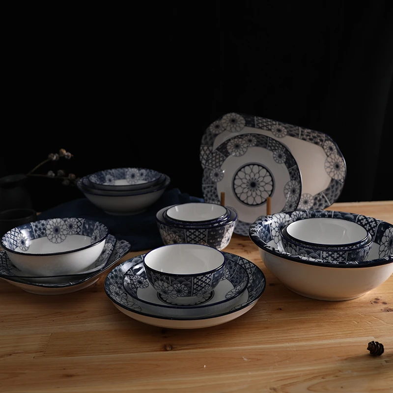 Blue and White Porcelain Plates Blue and White Ceramics Dining Plates Porcelain Blue and White
