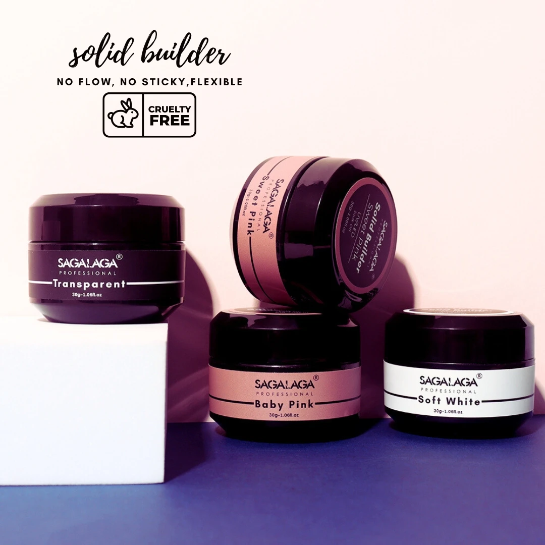 Light Pink Color Nails Uv Solid Builder Extend Professional Nail Acrylic Hard Gel Pink Black Gold Nail Polish Extension