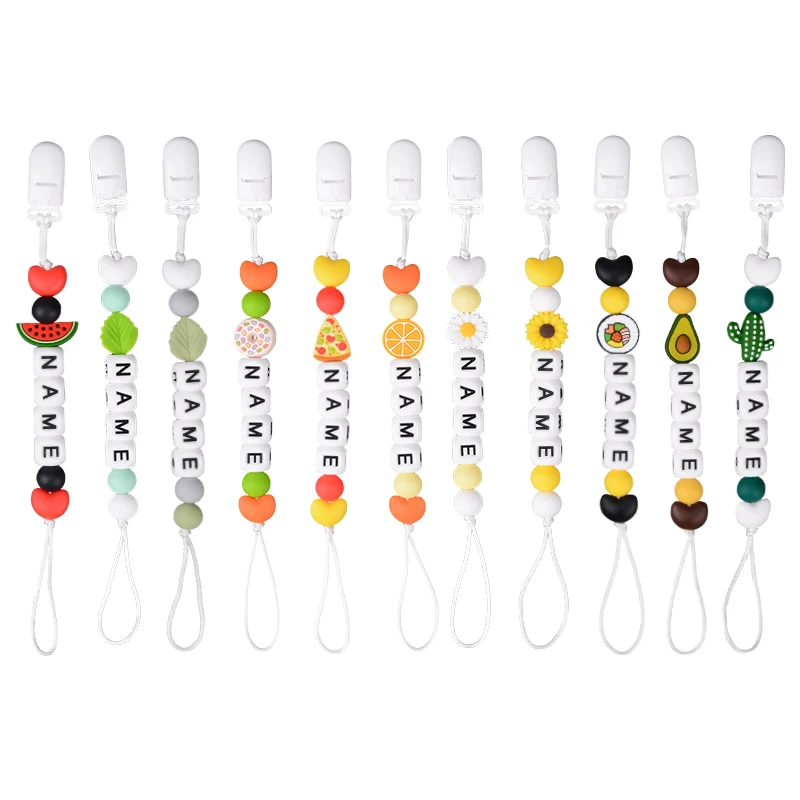 Low Moq Wholesale Loose Food Grade Silicone Beads for Pacifier BPA Free Baby Teething Soft Silicone Fruit Beads Diy Nipple Chain