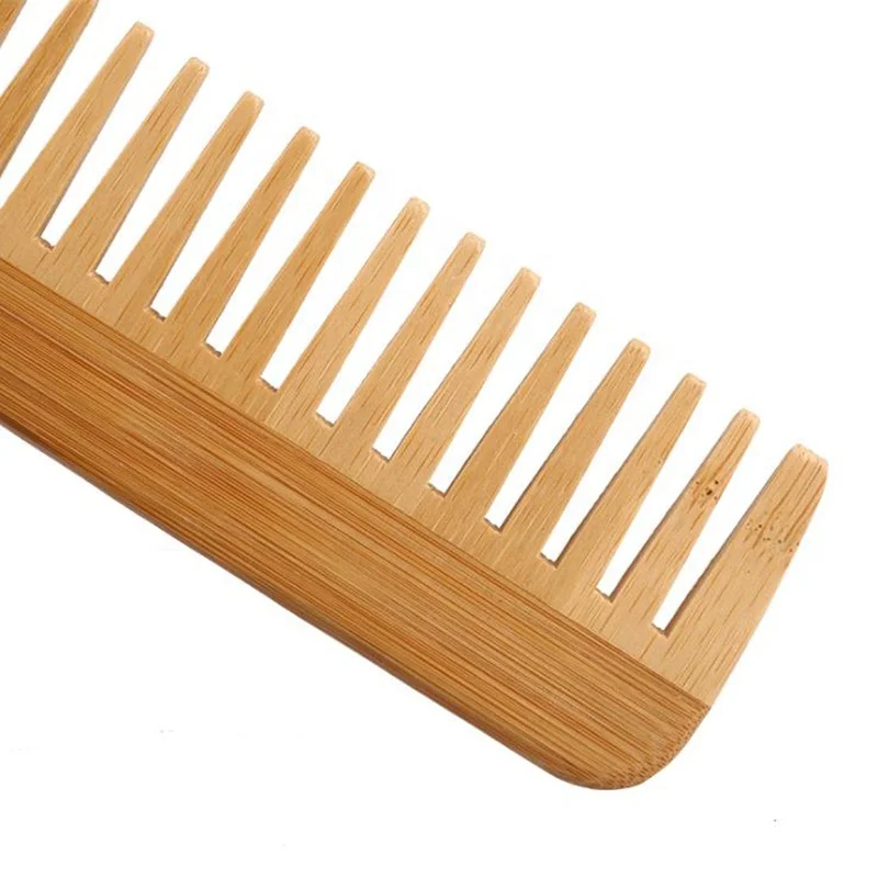 High Quality Wholesale Custom Logo Eco-friendly Natural Bamboo Wide Tooth Comb Beard Comb