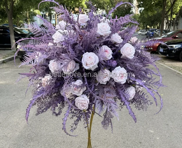 Artificial Flowers 70cm Purple Wedding Centerpieces Road Lead Flower Ball Centerpiece For Wedding Birthday Party Decor