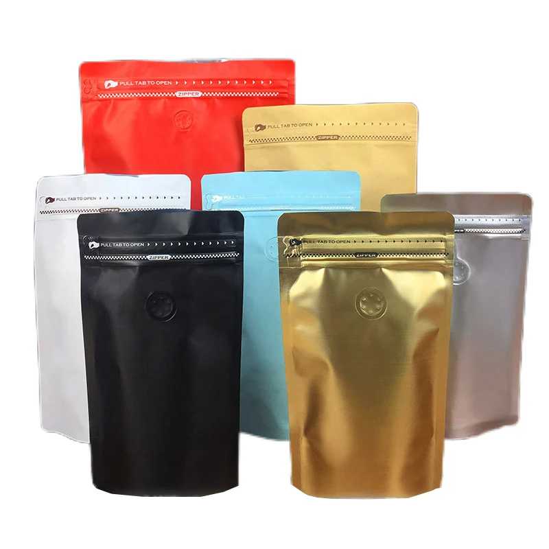 Customized Stand Up Zipper Lock bag Food Grade Zipper Round coffee bag For Food coffee Bean With Valve