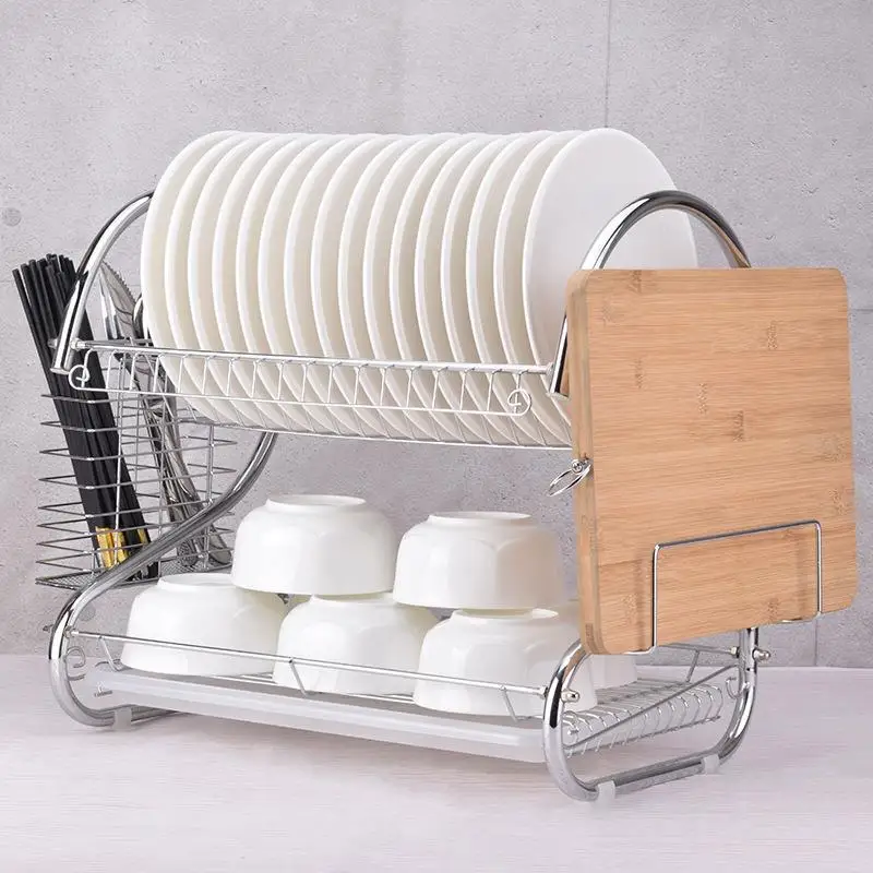 House Hold Items Metal Kitchen Storage Rack Dish Drying Kitchen Storage Racks Basket Organizer 2 Tier Stainless Steel
