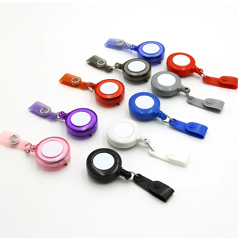 multi functions high resiliency anti theft translucent extendable cute keychain company office ID card badge reel accessories