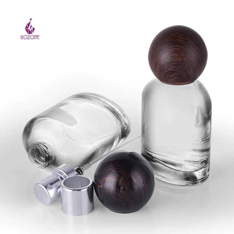 Flat Round 50Ml Small Perfume Glass Bottle With Spray Lid