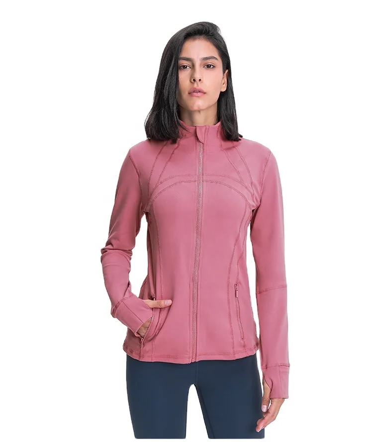 Wholesale Women Sportswear High Quality Spandex Jacket Custom Sports Gym Yoga Wear Workout Women Zip Fitness Jacket