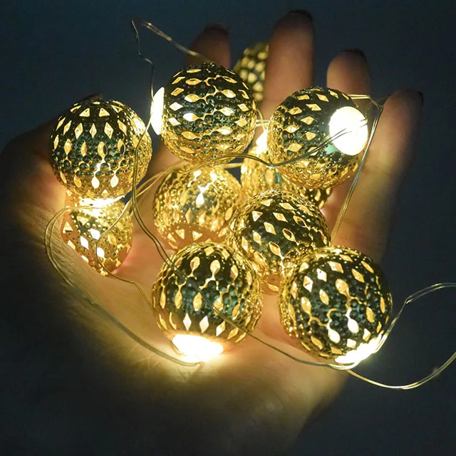 Golden Pellet Round Ball Shape Patio String Light For Christmas Hallowmas Decoration