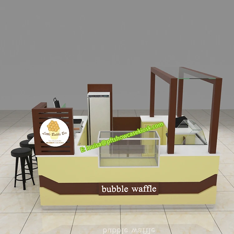 Solid Wood Mall Cafe Kiosk Bar Furniture Mall Coffee Shop Kiosk Mini Food Kiosk Design Outdoor