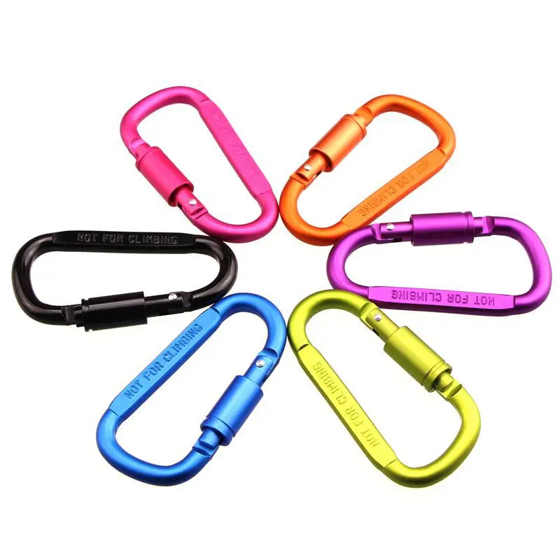 Spot Wholesale Long Nut Quick Latch Mountaineering Buckle 8# D Shape Aluminum Carabiner Hook