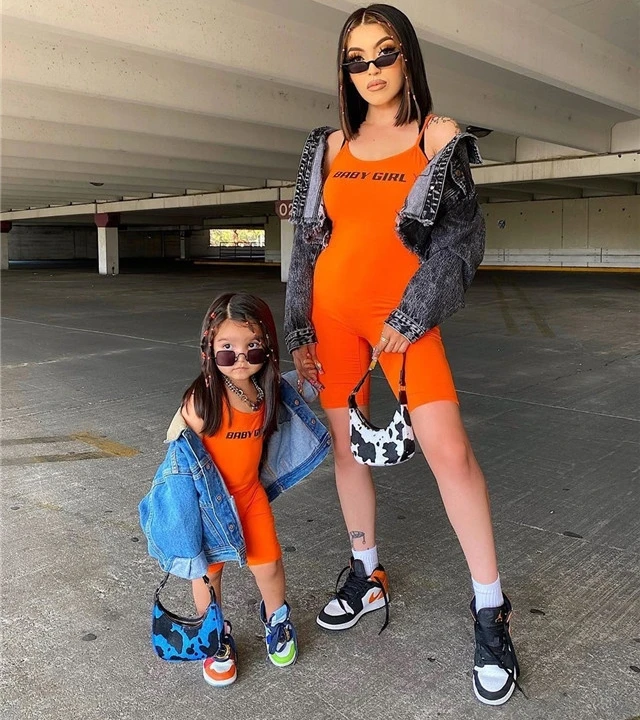 Solid Color Baby Girl Mommy And Daughter Matching Sets Family Matching Outfits Mommy And Me Clothing Summer Outfits