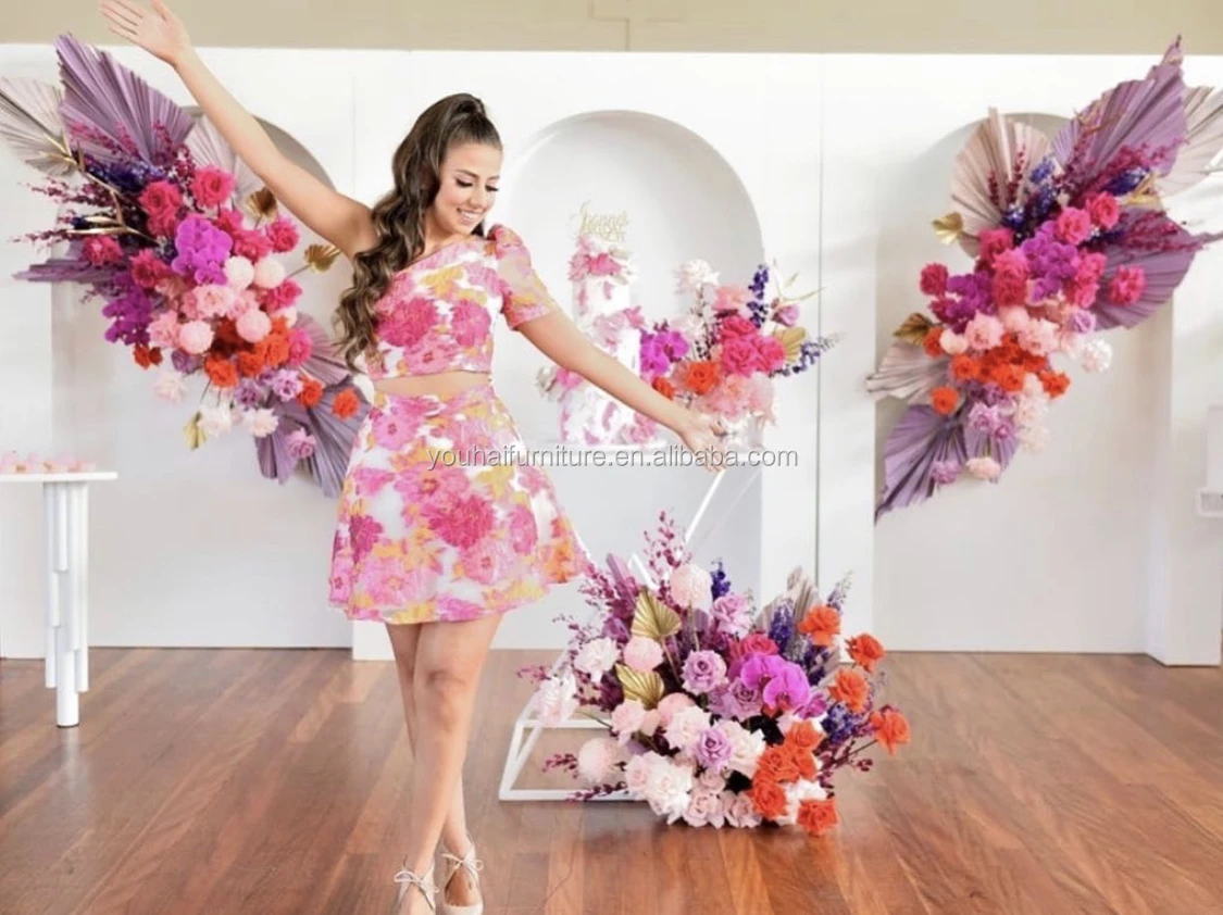 
Wedding Backdrop Decoration Acrylic Pink Arch Backdrop 
