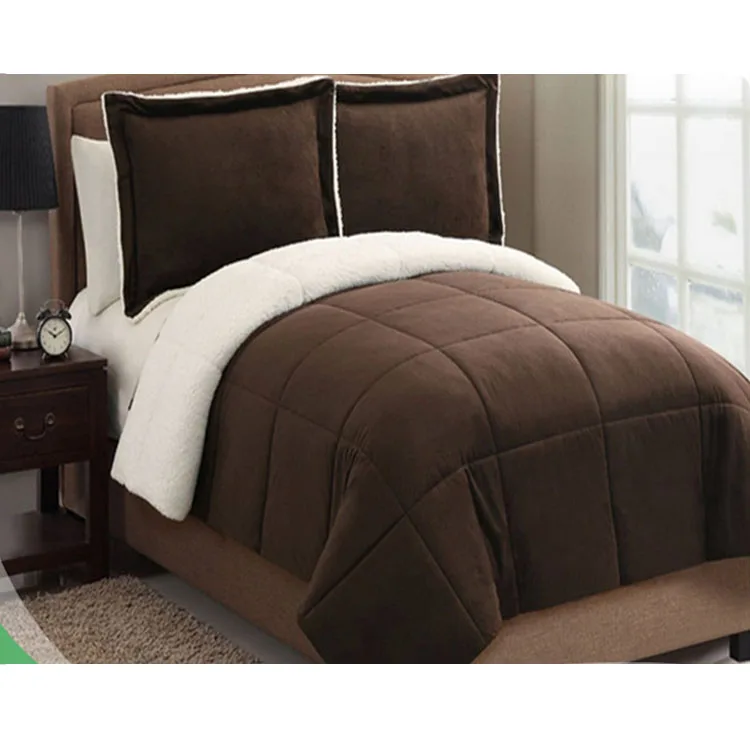 
Super soft microfiber sherpa blanket reversible alternative down comforter Super soft microfiber sherpa blanket reversible alternative down comforter