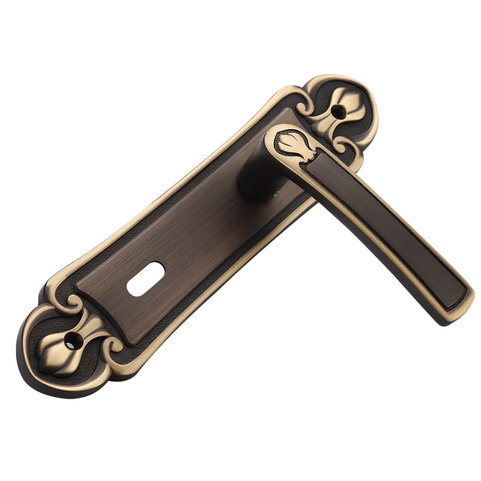 Filta Solid Brass Main Entrance Door Handle Luxury Oem Golden Supplier Door Handle With Plate