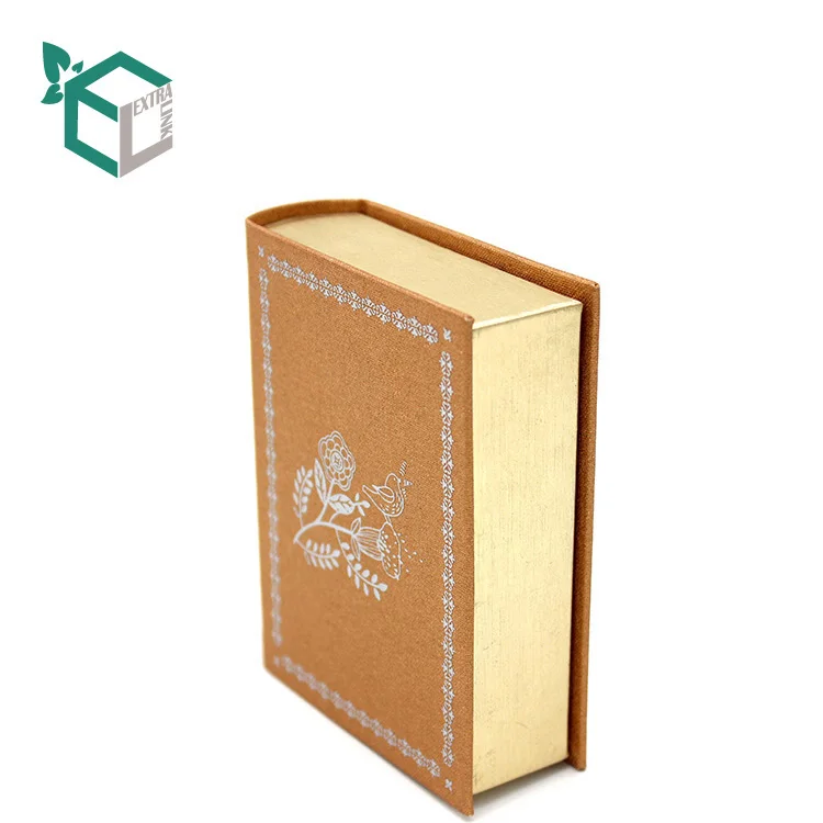 Wholesale Cheap Price High Quality Decorative Fake Book Boxes Hot Stamping Velvet Gift Box Book Shaped Packaging