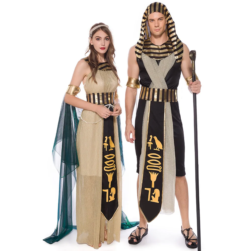 New Halloween cosplay Egyptian Pharaoh Prince Cleopatra Couple Dress National Stage Performance Costume
