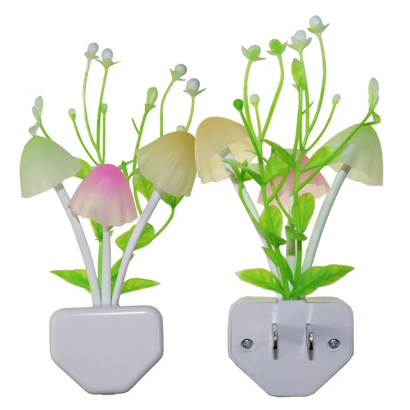 Nordic Decorative Rgb Flower Night Light Motion Sensor Eu Us Plug Modern Silicone Plastic Cordless Plug-In Led Mushroom Lamp