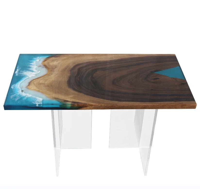 Marine Style Modern Design Living Room Table High Quality Custom Solid Wooden Epoxy Resin Table