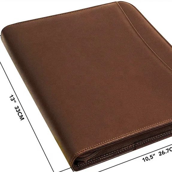 Perfect Business Gift a4 Leather Portfolio with Zipper Closure