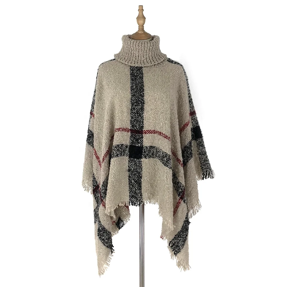 
Best Knitting Woman Shawl Plaid Pullover Mohair Cloak Sweater Ponchos Mexicans Sweater 