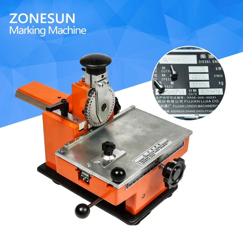 ZONESUN 4MM Manual  Embosser Metal Stainless Steel Stamping Printer Dog Tag Embossing Nameplate Marking Equipment Labels Tools