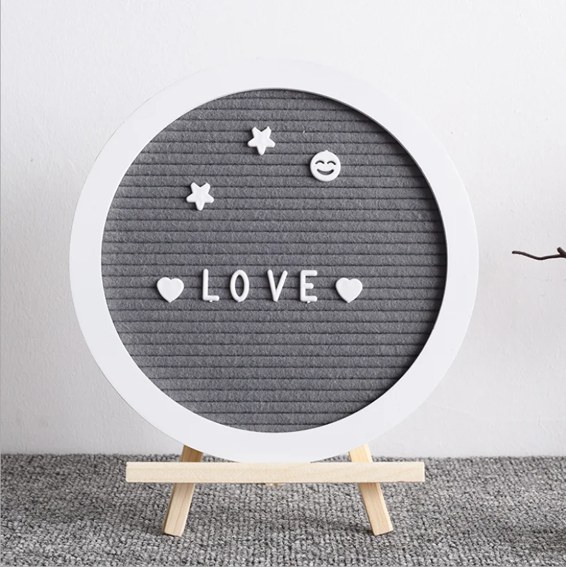 Round Wooden Felt Letter Message Board Oak With Plastic Letters Numbers