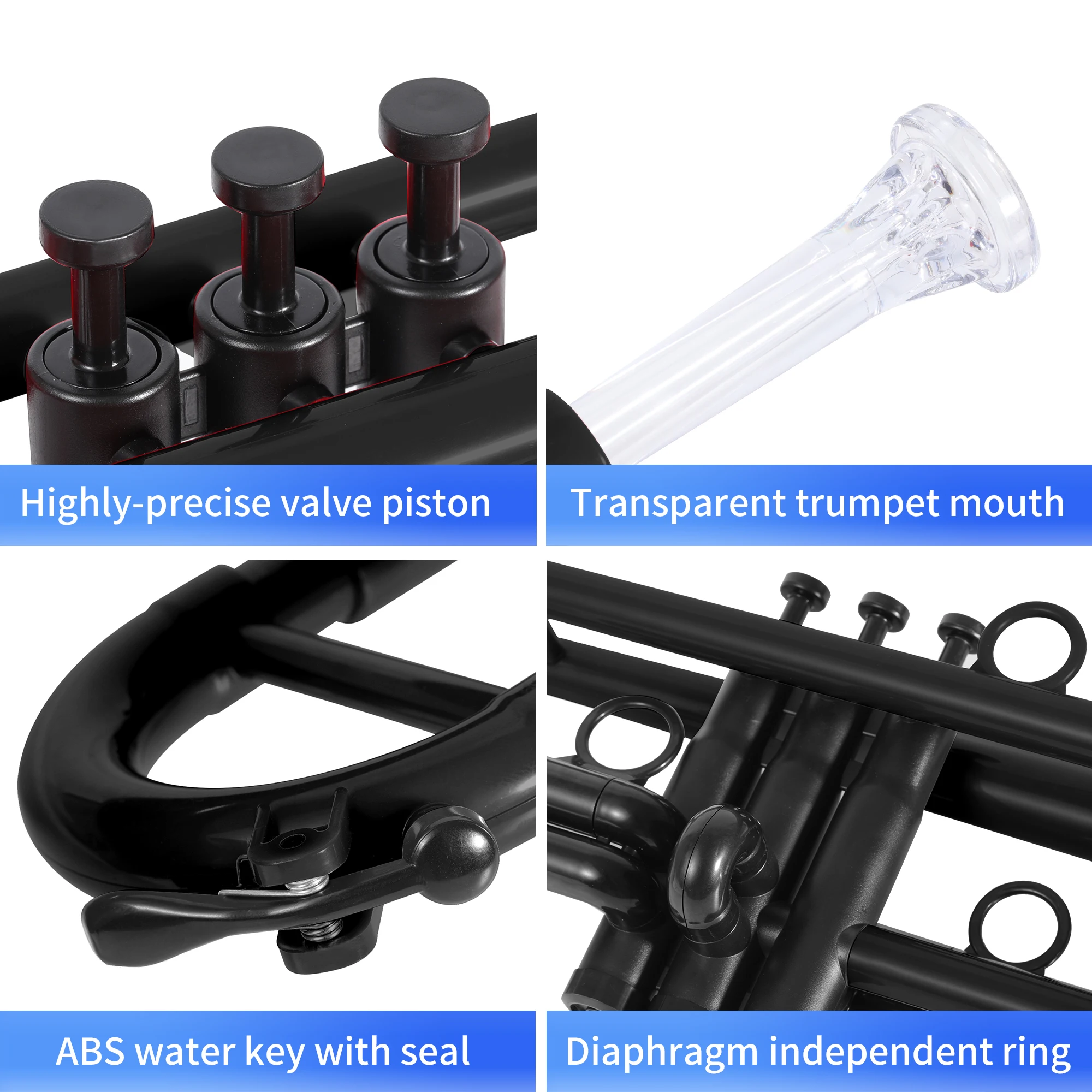 New Design BB Trumpet Musical Instrument Set Polymer Trumpets with Mute and Trumpet Carrying Case Mouthpiece Set