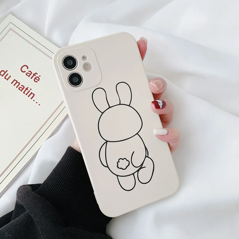 Funny cartoon bear phone case for iphone11 12 13 pro max liquid silicone xr xs all inclusive soft 7 8 Plus