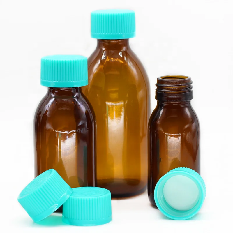 28mm blue and green plastic cap child resistant cap for cough syrup bottle