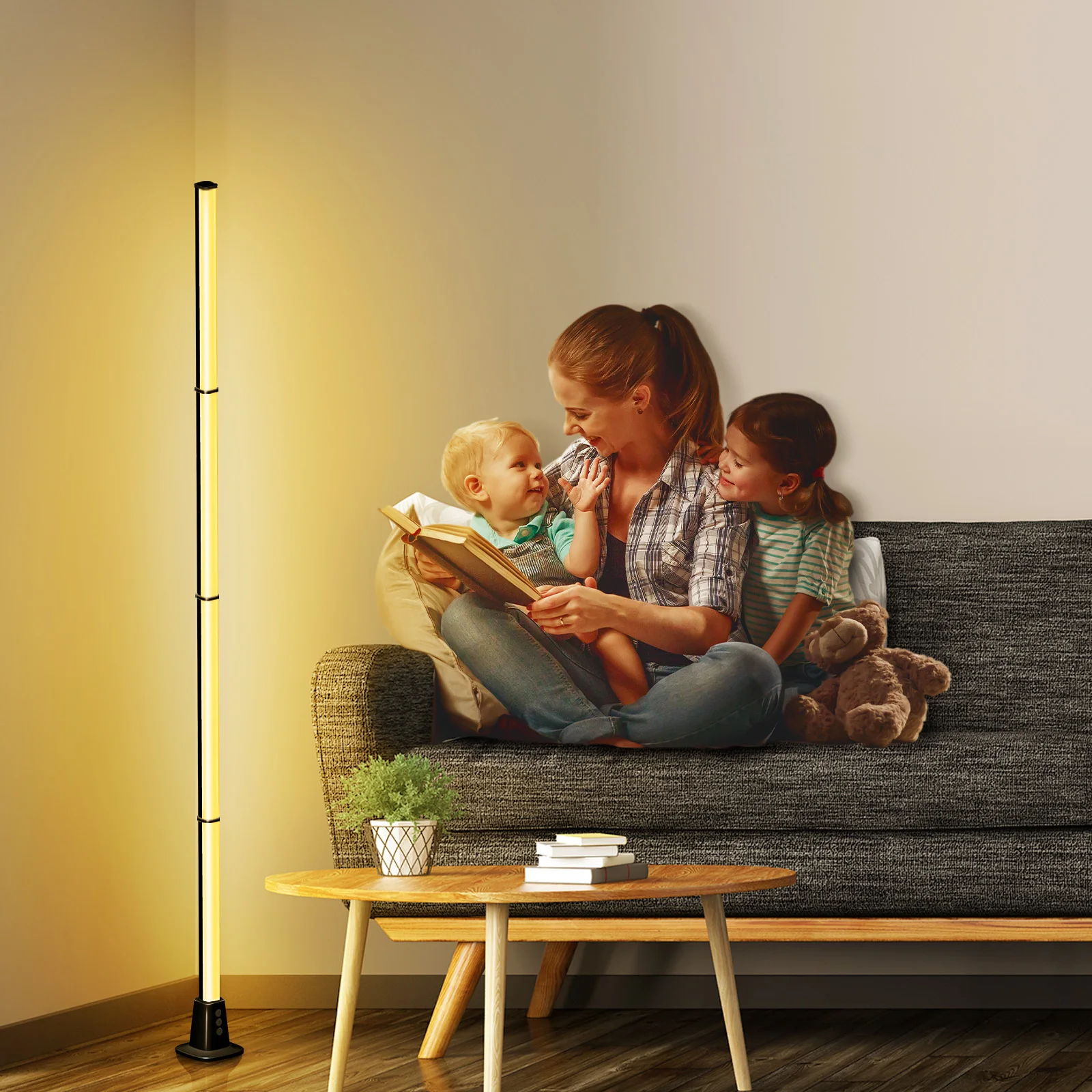 Multicolored Smart Wifi Alexa Tuya Standing Led Decoration Corner Lamp Modern Vertical Color Changing RGB Light Floor Lamp