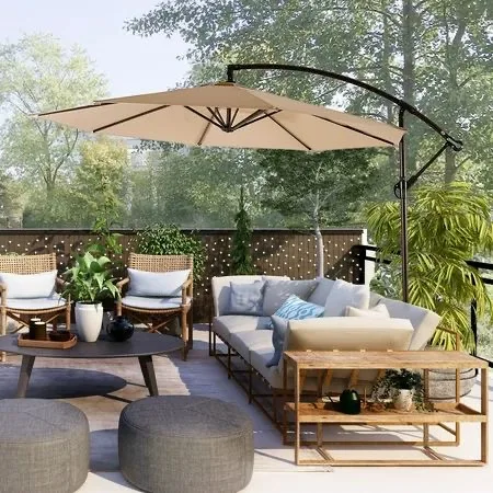Best price Economic Large Parasol Outdoor Garden Double Top Canopy Cantilever Umbrella Fabric with UV Printing Patio