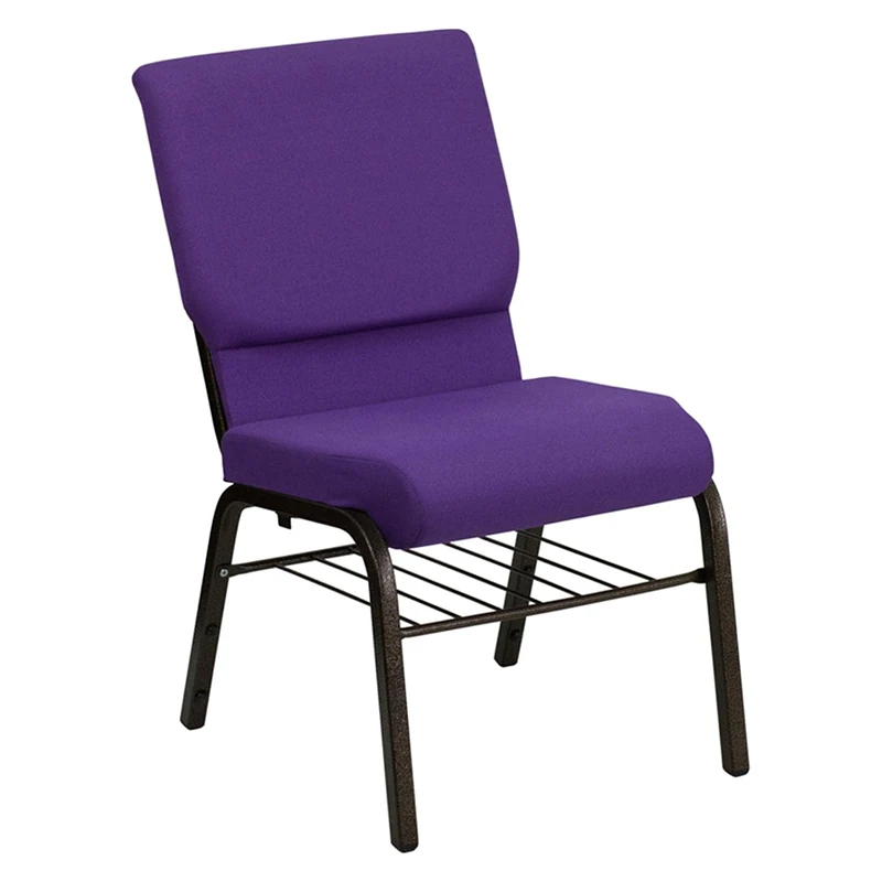 Factory Direct Sale Metal Frame Padded Cushion Theater Chairs Fabric Interlocking Church Chair with Removable Bookrack