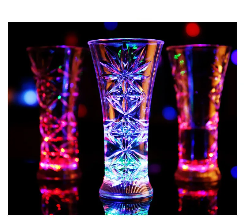 Water Sensor Glow Snowflake Colorful LED Flash Cup Juice Plastic Cup Creative Party Glass