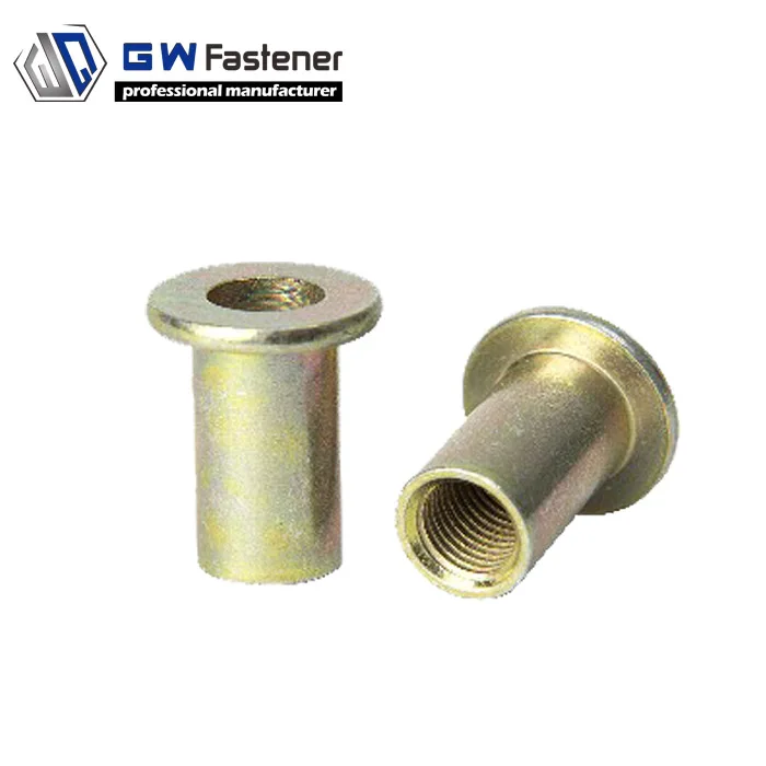 Стальные плоские головки накатанные корпус тонкие стены ребристые большие фланцевые заклепки гайки