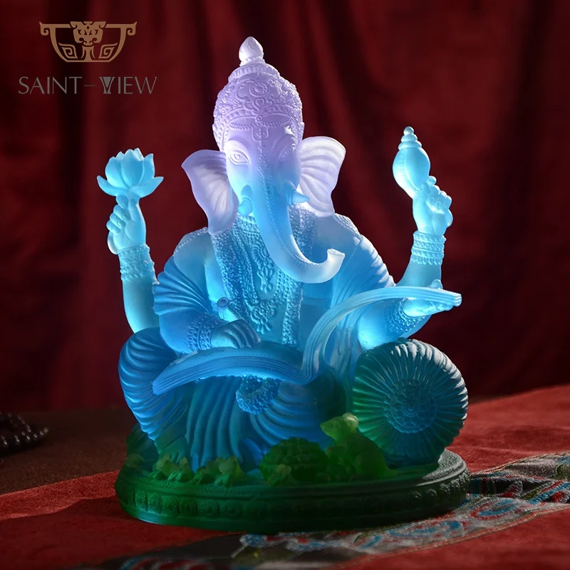 Роскошная статуя индуистского бога-слона Будды Ganpati ручной работы кристалл индийский идол Ганеша статуя Будды