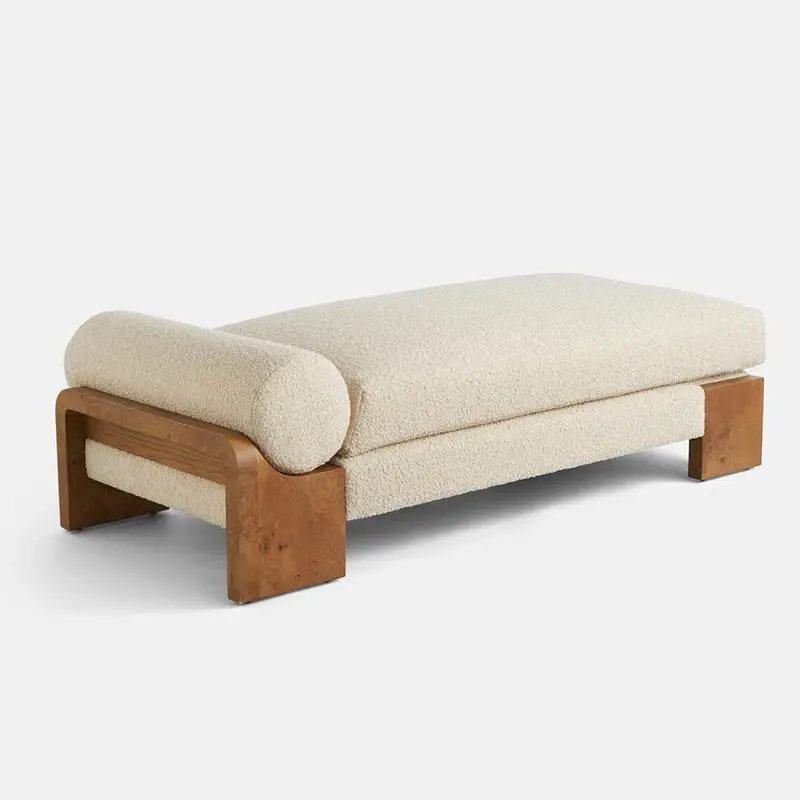 Furniture Modern Interior Home Recliner Luxurious Design Solid Wood Teddy Fabric Bedside Stool Ottoman Bench Chair