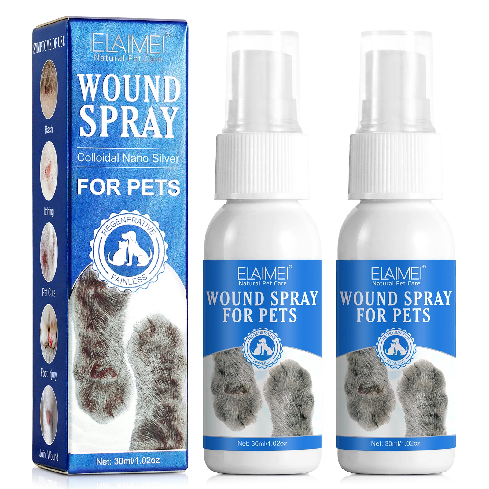 ELAIMEI Pain Relief Reduces Bleeding Fast Healing All Animal Wound And Skin Care Spray Cleans Pet Wound Care