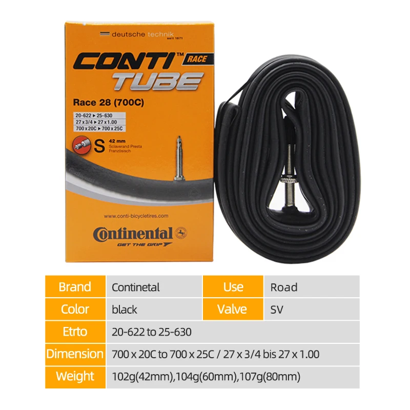 
Continental Road Bike Inner Tube For Tyre Bicycle Clincher Race 28 FV 700*23C*25C 42mm 60mm 80mm French Valve Sclavera 