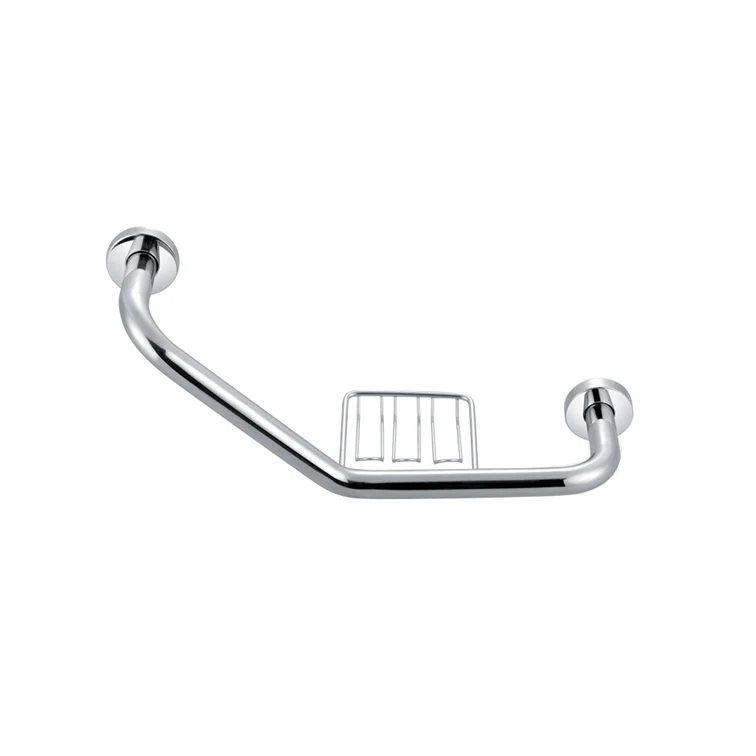 Bathroom stainless steel grab bar with soap dish