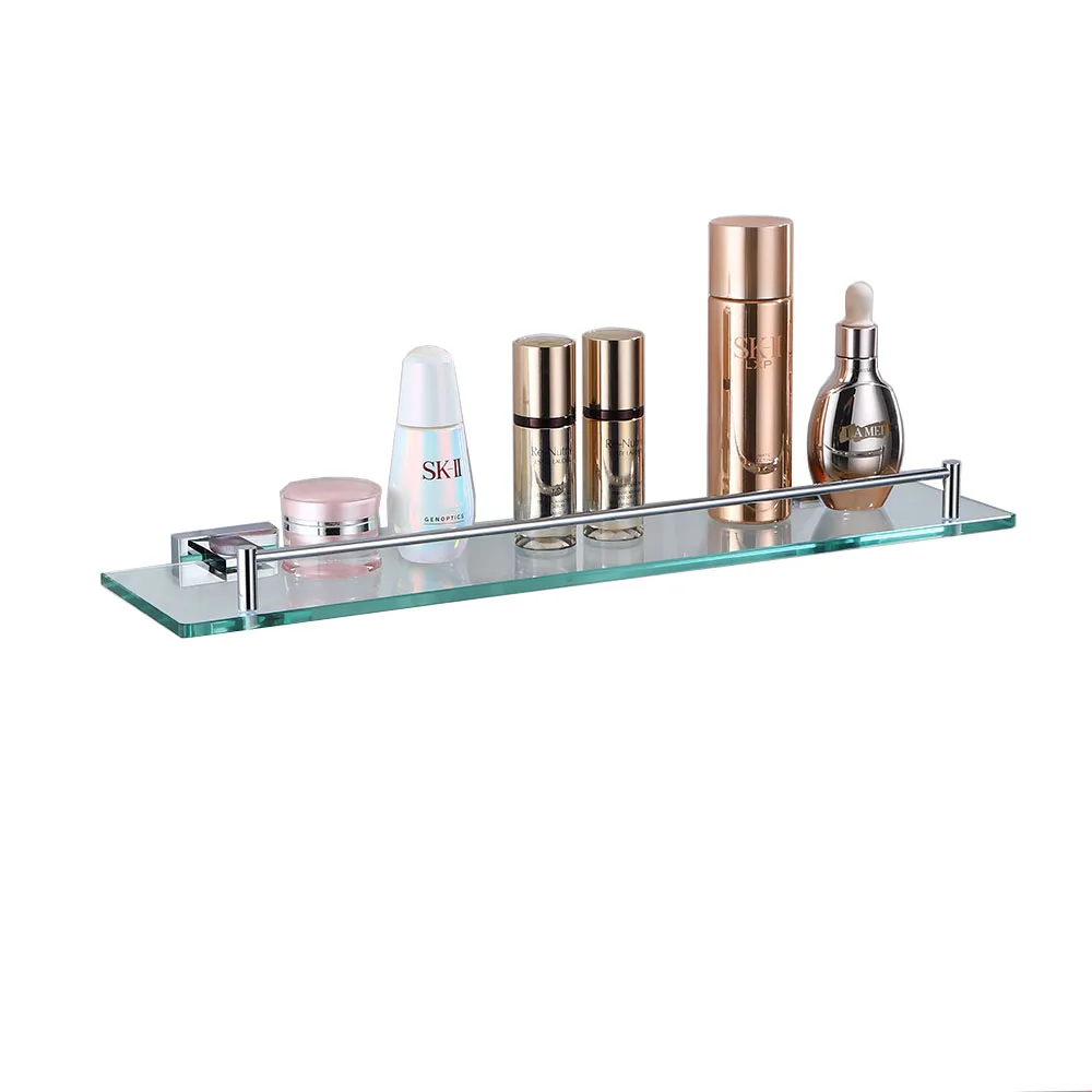 Wall Mount Single Tier Bathroom Glass Shelf Single Glass Shower Shelf
