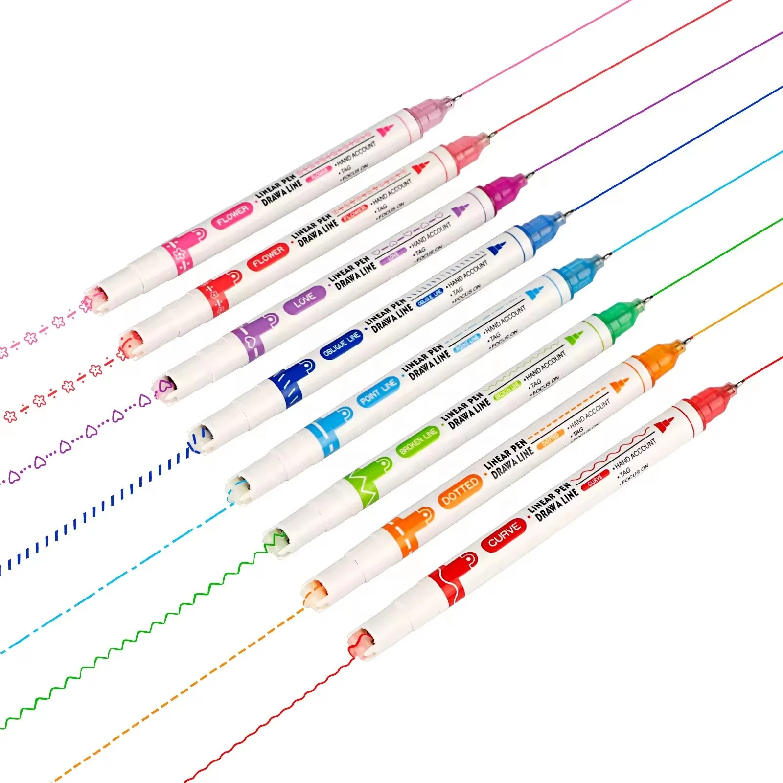 New Dual Tips Flower Type Hand Account Outline Curve Shape Pen Student Cute Mark Painting Pen