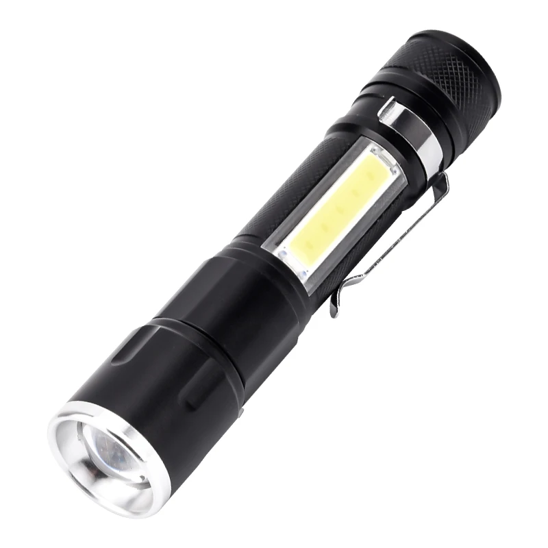 Powerful T6 LED Torch USB Rechargeable 4-Mode Zoomable Pocket Clip COB Flashlight Aluminum Alloy Magnetic Tactical LED 3.7V