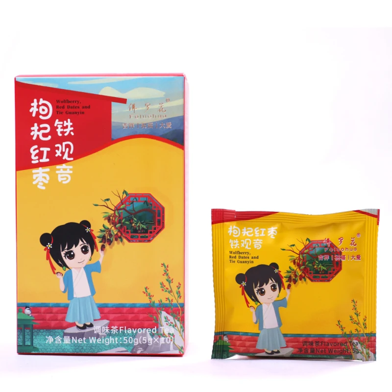 
Chinese Oolong tea Health teabag Lycium barbarum and red dates Tieguanyin Tea Gift box 