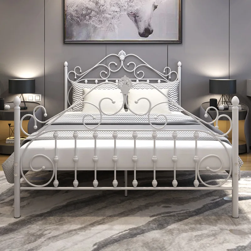 New Design Queen King size Home Hotel Apartment Dormitory Wrought Iron Metal Bed steel bed frame