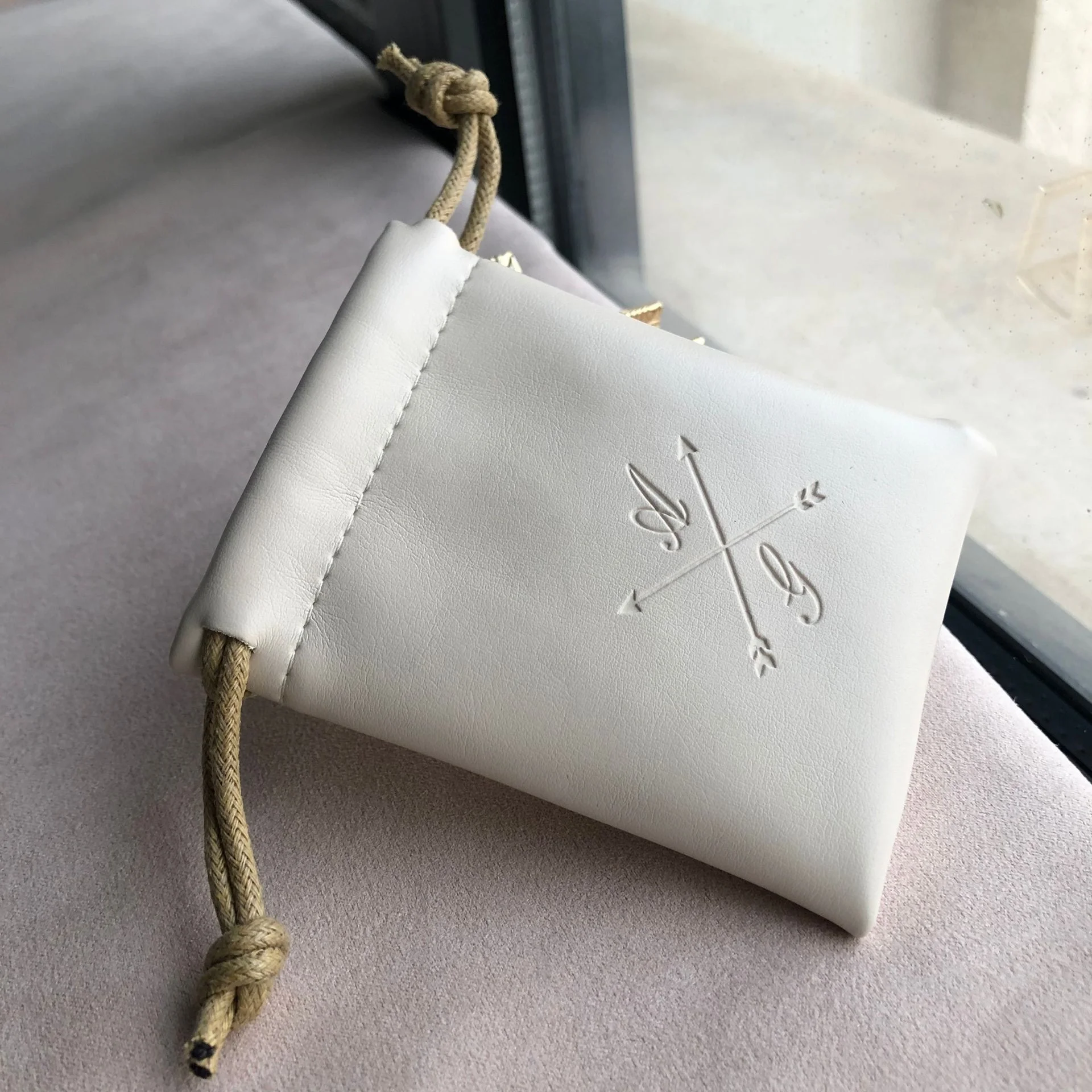 Black PU Leather Drawstring Pouch