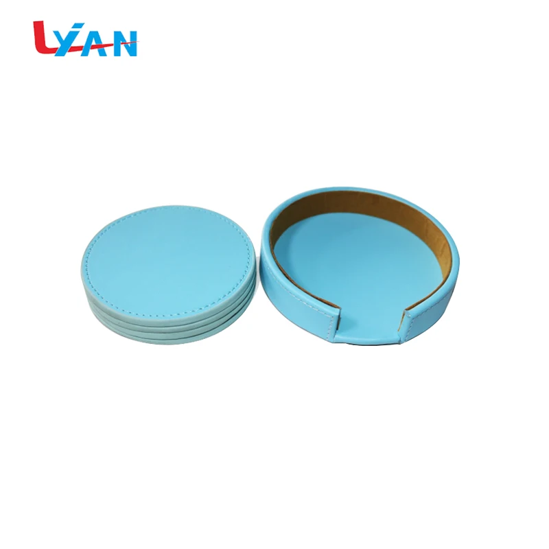 Best price custom logo round leather cup coaster for car cup holders